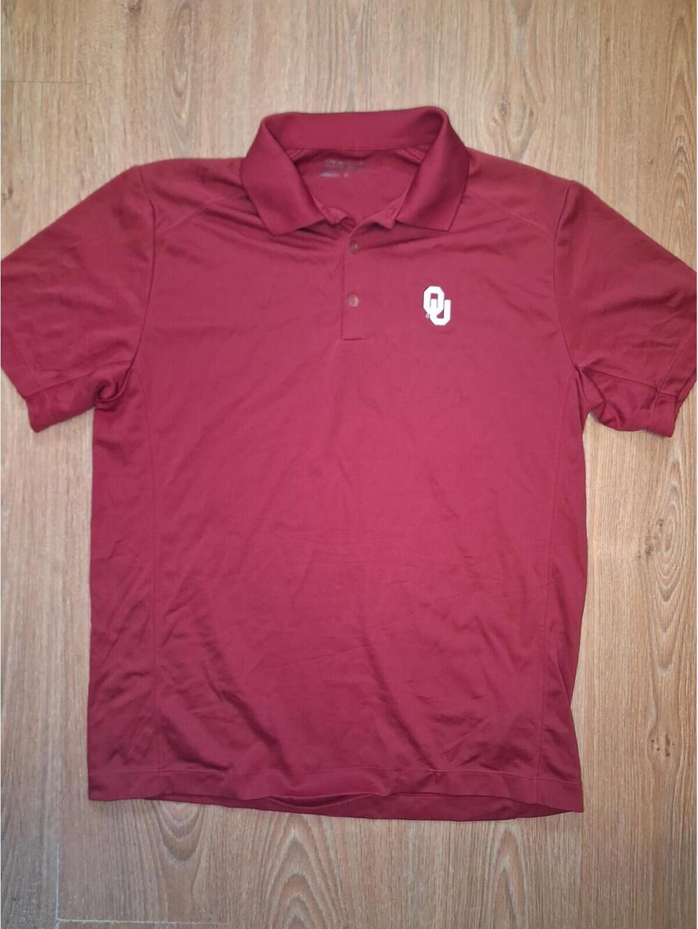 Nike Golf Dri Fit Polo Shirt Mens Large Red OU Oklahoma